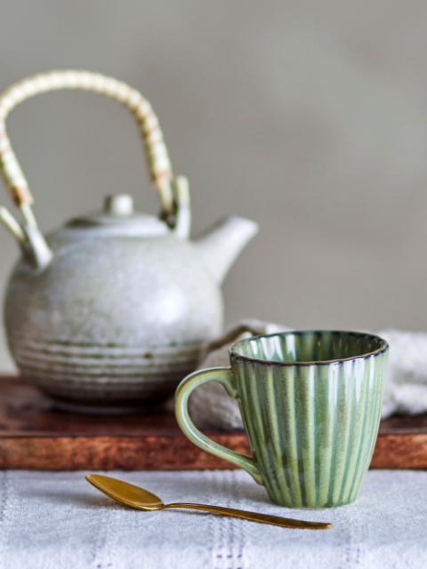 Bloomingville Latina Mug, Green, Stoneware, 6-Pack