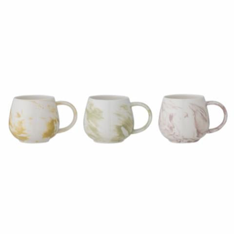 Bloomingville Palma Mug, Green, Stoneware, 3-Pack