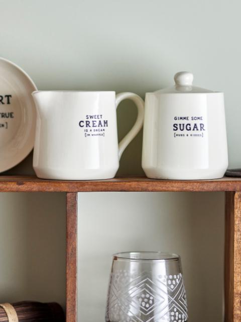 Bloomingville Wendy Milk Jug & Sugar Bowl, White, Stoneware