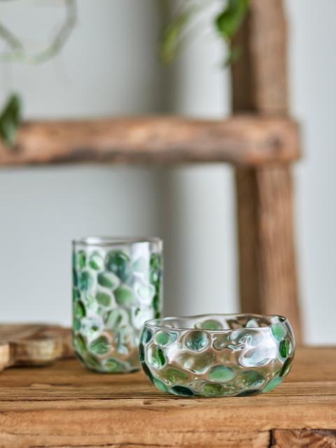 Bloomingville Rondha Bowl, Green, Glass, 2-Pack