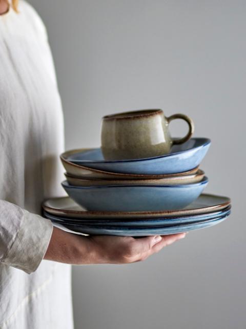 Bloomingville Sandrine Plate Deep, Blue, Stoneware, 2-Pack