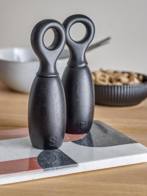 Bloomingville Martim Salt & Pepper Mill, Black, Rubberwood (4-pack)