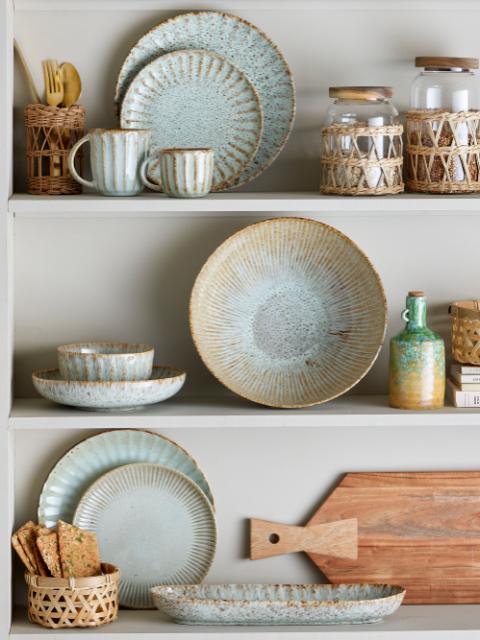 Bloomingville Fleur Serving Plate, Nature, Stoneware, 2-Pack
