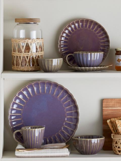 Bloomingville Latina Bowl, Purple, Stoneware, 6-Pack