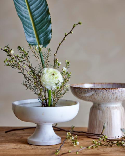 Eris Pedestal Bowl, White, Marble