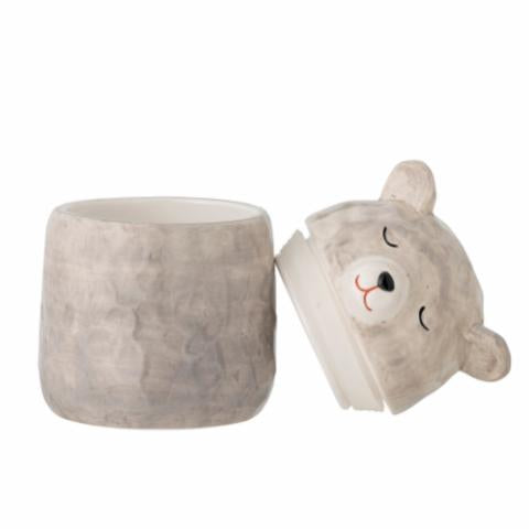 Bloomingville Puk Jar w/Lid, Grey, Stoneware, 2-Pack