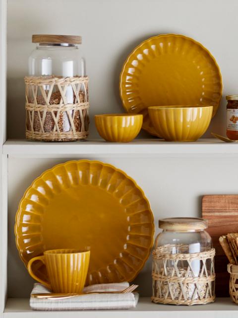 Bloomingville Latina Bowl, Yellow, Stoneware, 6-Pack