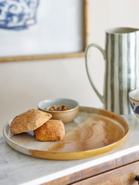 Bloomingville Dahlia Serving Plate, Brown, Stoneware