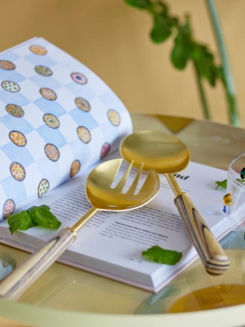 Bloomingville  Salad Servers, Gold, Stainless Steel