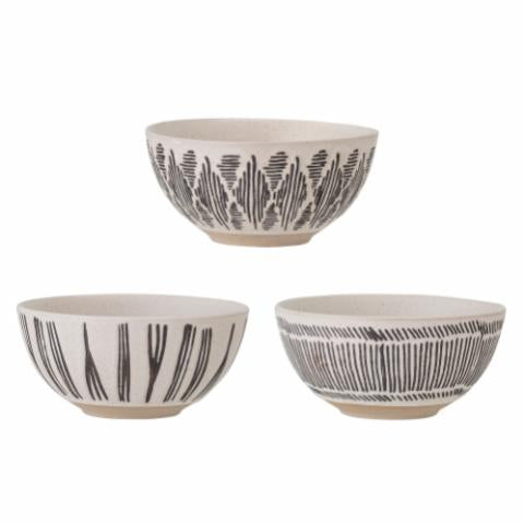 Eliana Bowl, Black, Stoneware, 3-Pack