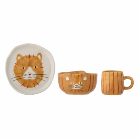 Bloomingville Kittie Tableware Set, Brown, Stoneware