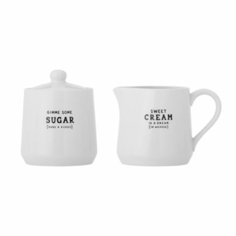 Bloomingville Wendy Milk Jug & Sugar Bowl, White, Stoneware