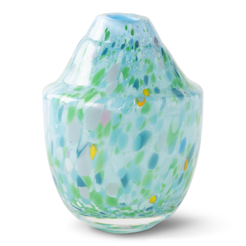 Magnor - Unik skulptur konstglas grön multi liten 17 cm