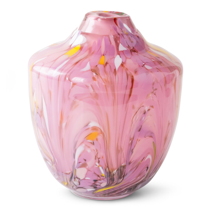 Magnor - Unik skulptur konstglas rosa multi liten 17 cm