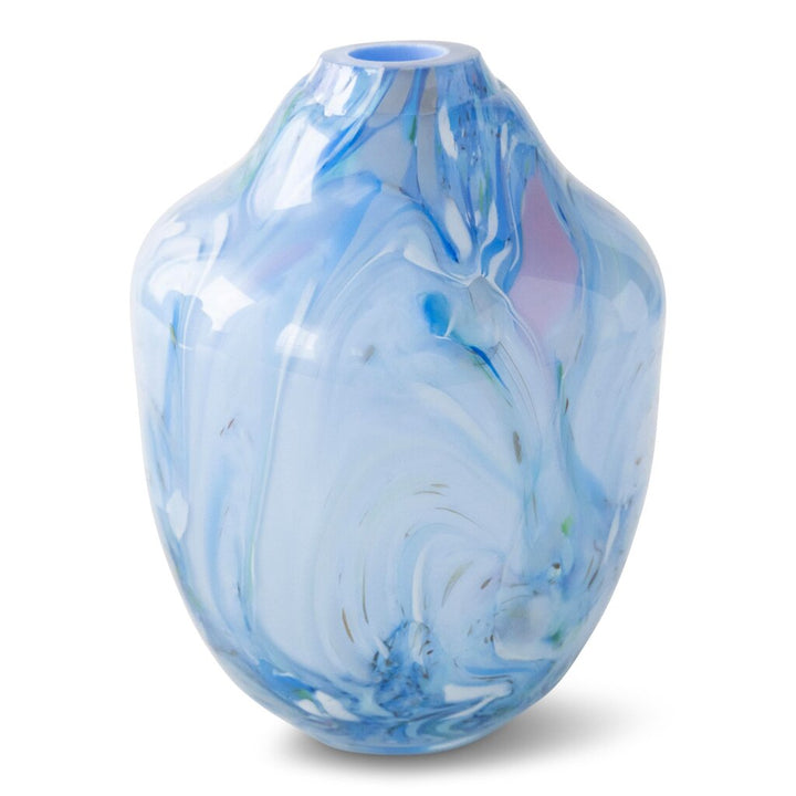 Magnor - Unik skulptur konstglas blå multi liten 17 cm