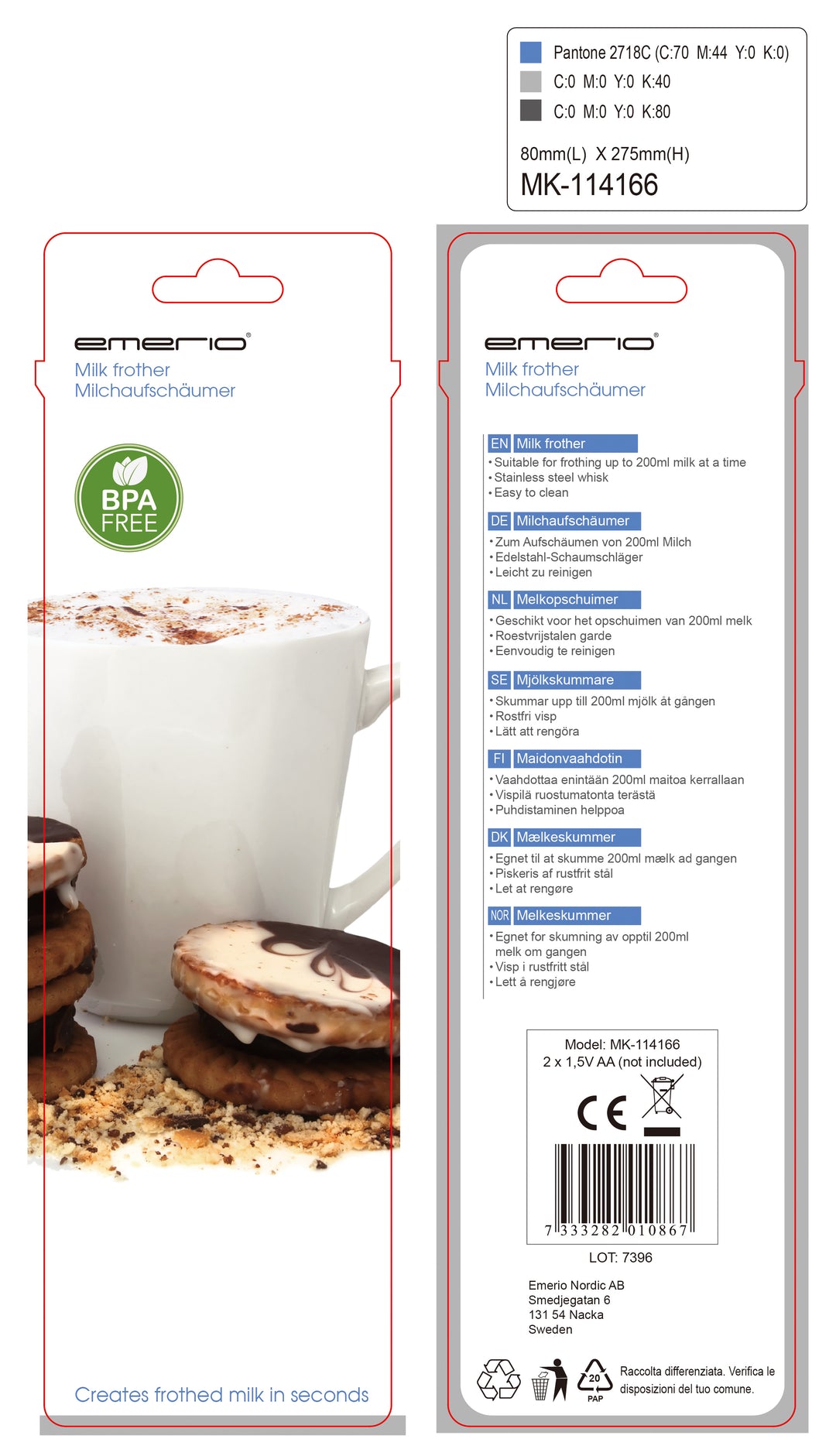 Emerio Elektrisk Kaffemjölksvisp