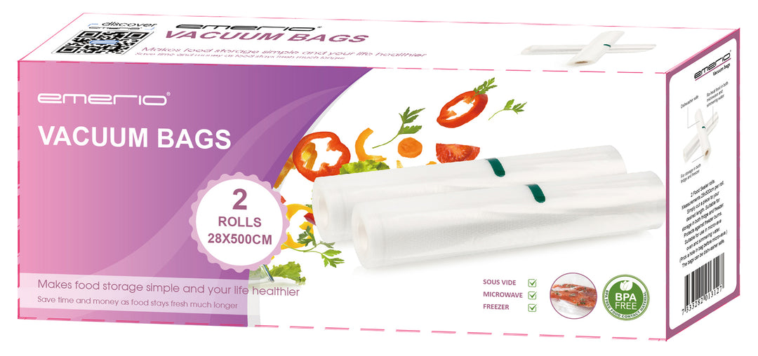 Emerio Förseglingspåsar 2-pack – 28x500 cm rullar för vakuumförpackare