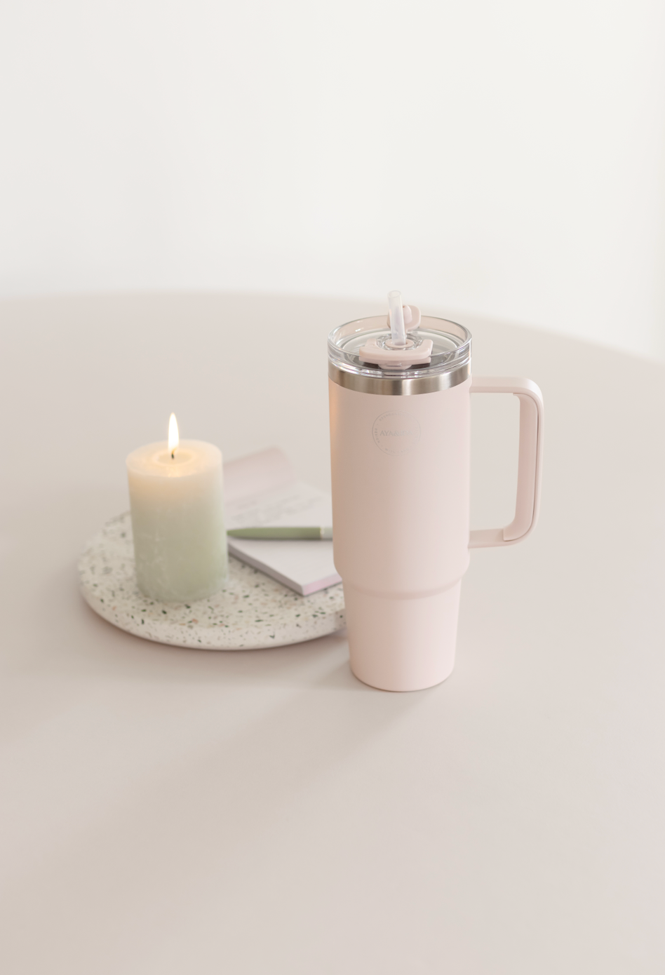 AYA&IDA Termokopp med sugrör - Soft Rose - 885ML
