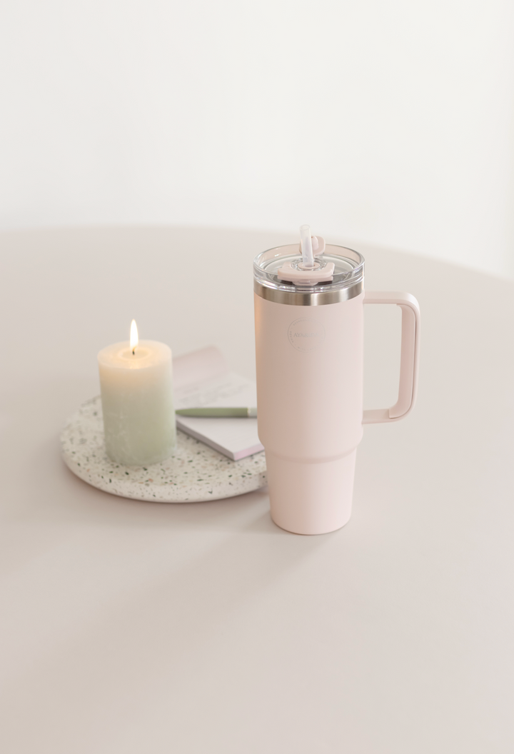 AYA&IDA Termokopp med sugrör - Soft Rose - 885ML